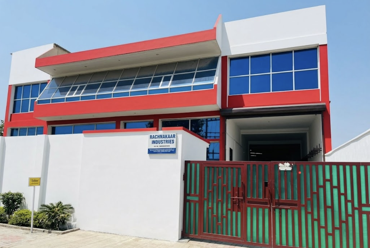 Rachnakaar Industries factory building entrance in Industrial Model Township, Faridabad